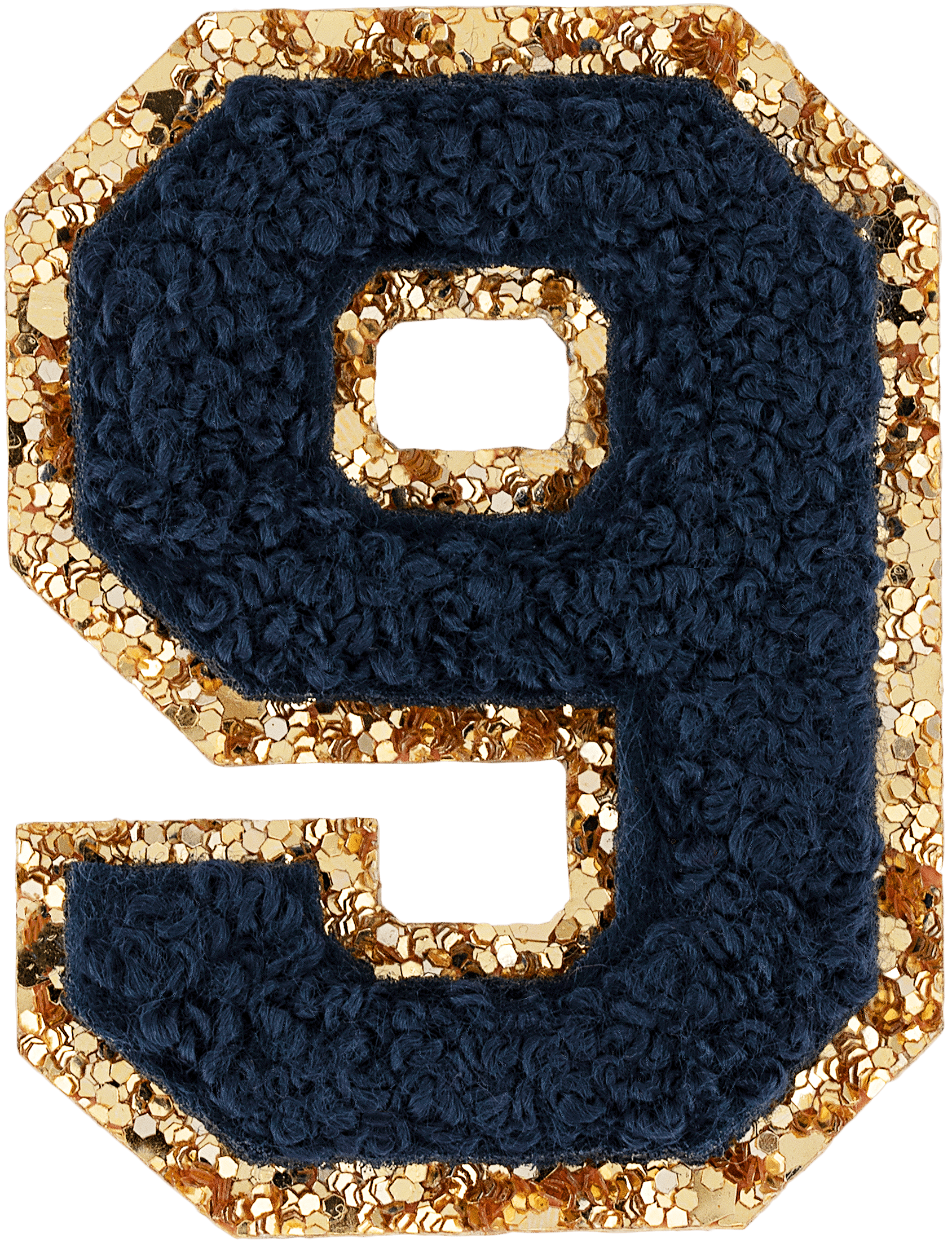Sapphire Glitter Varsity Number Patch