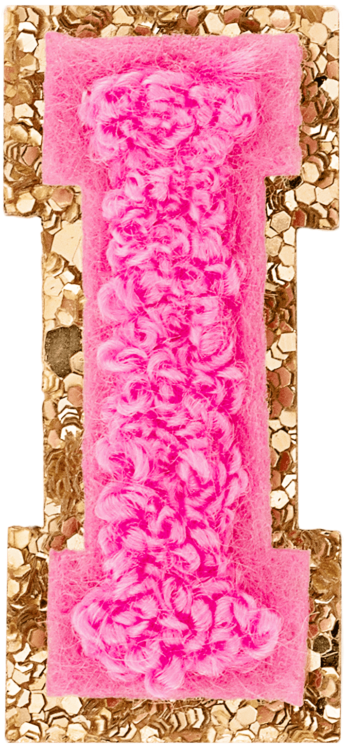 Bubblegum Mini Glitter Varsity Letter Patch