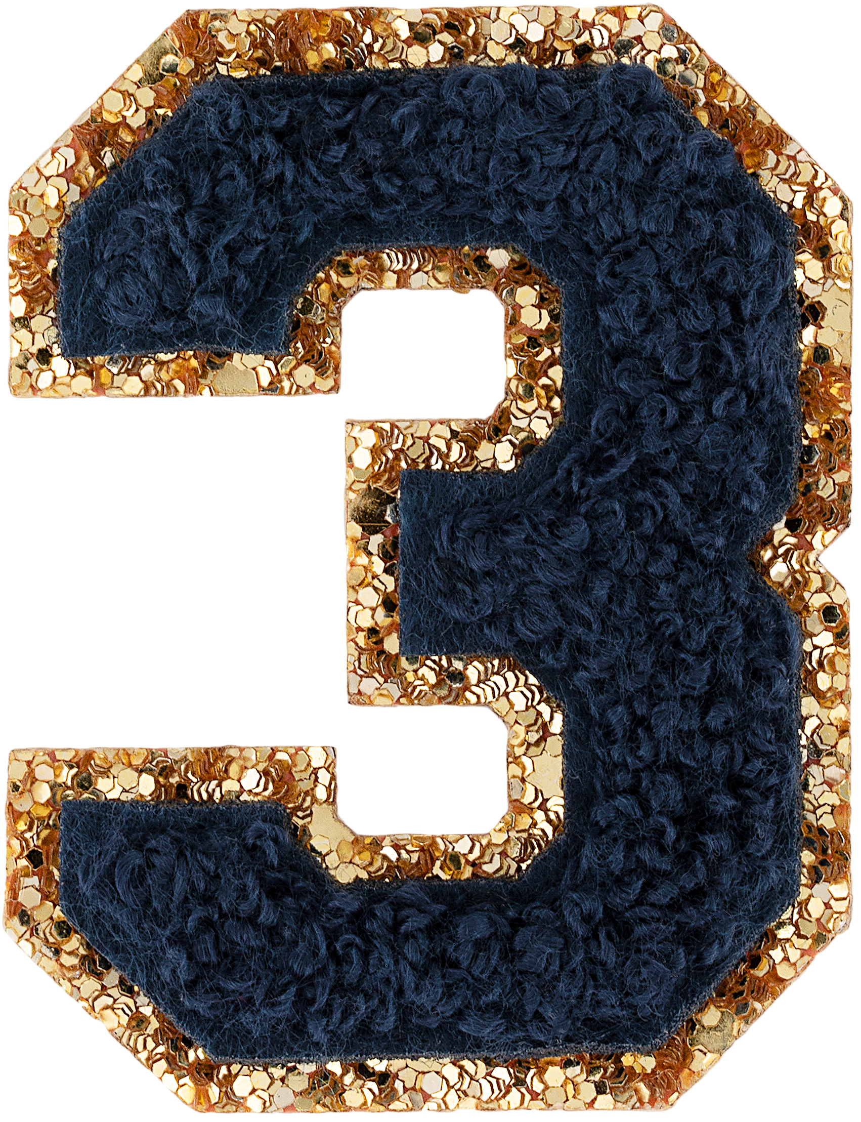 Sapphire Glitter Varsity Number Patch
