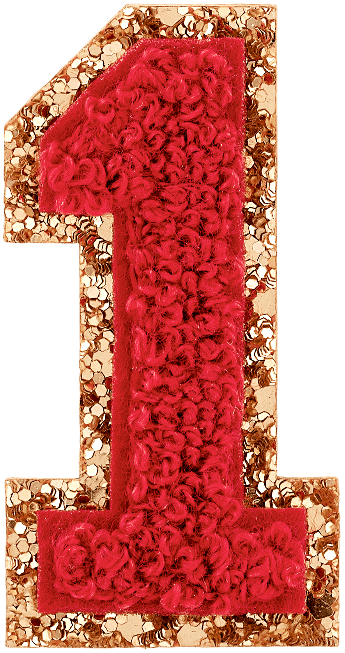 Ruby Glitter Varsity Number Patch