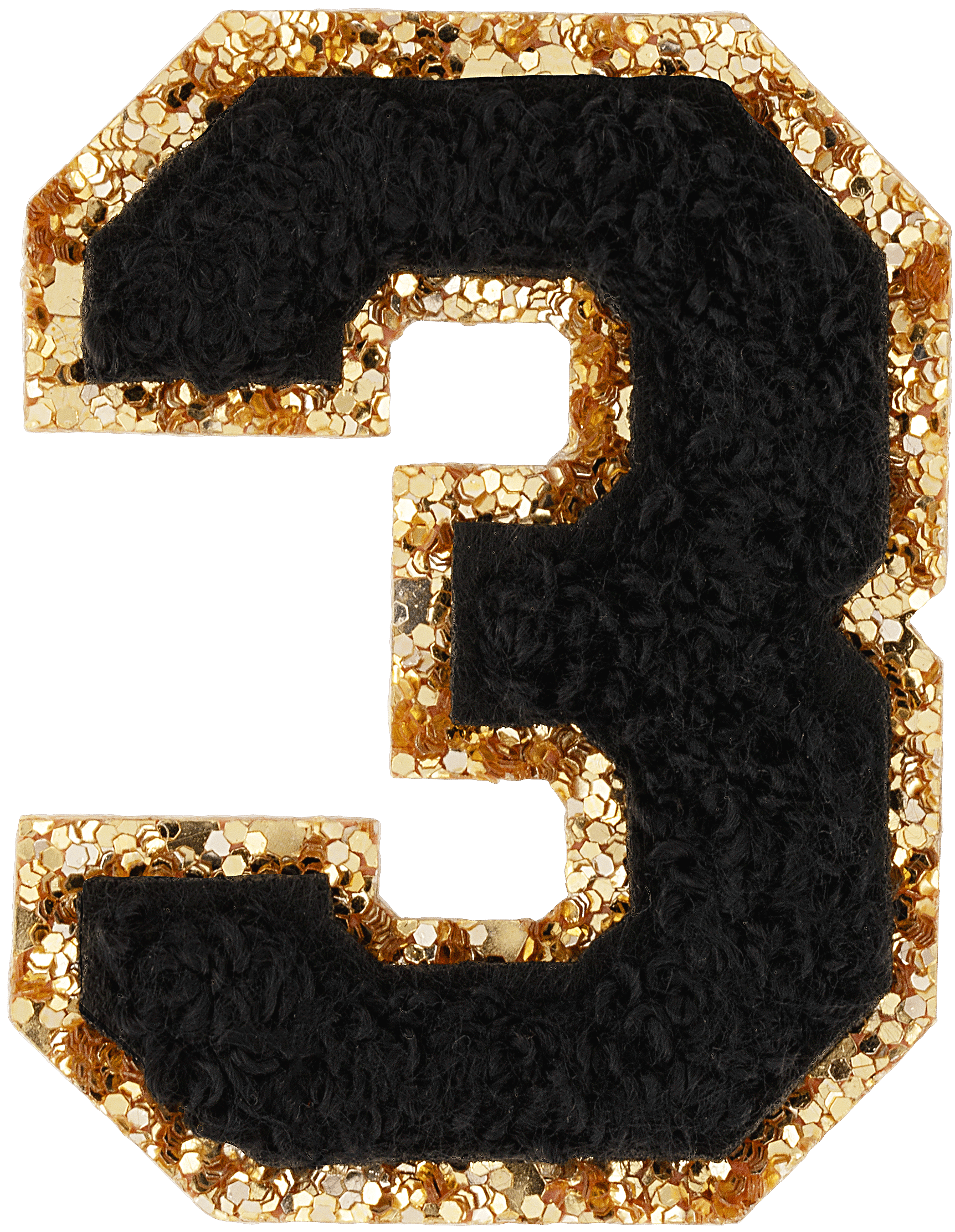 Noir Glitter Varsity Number Patch