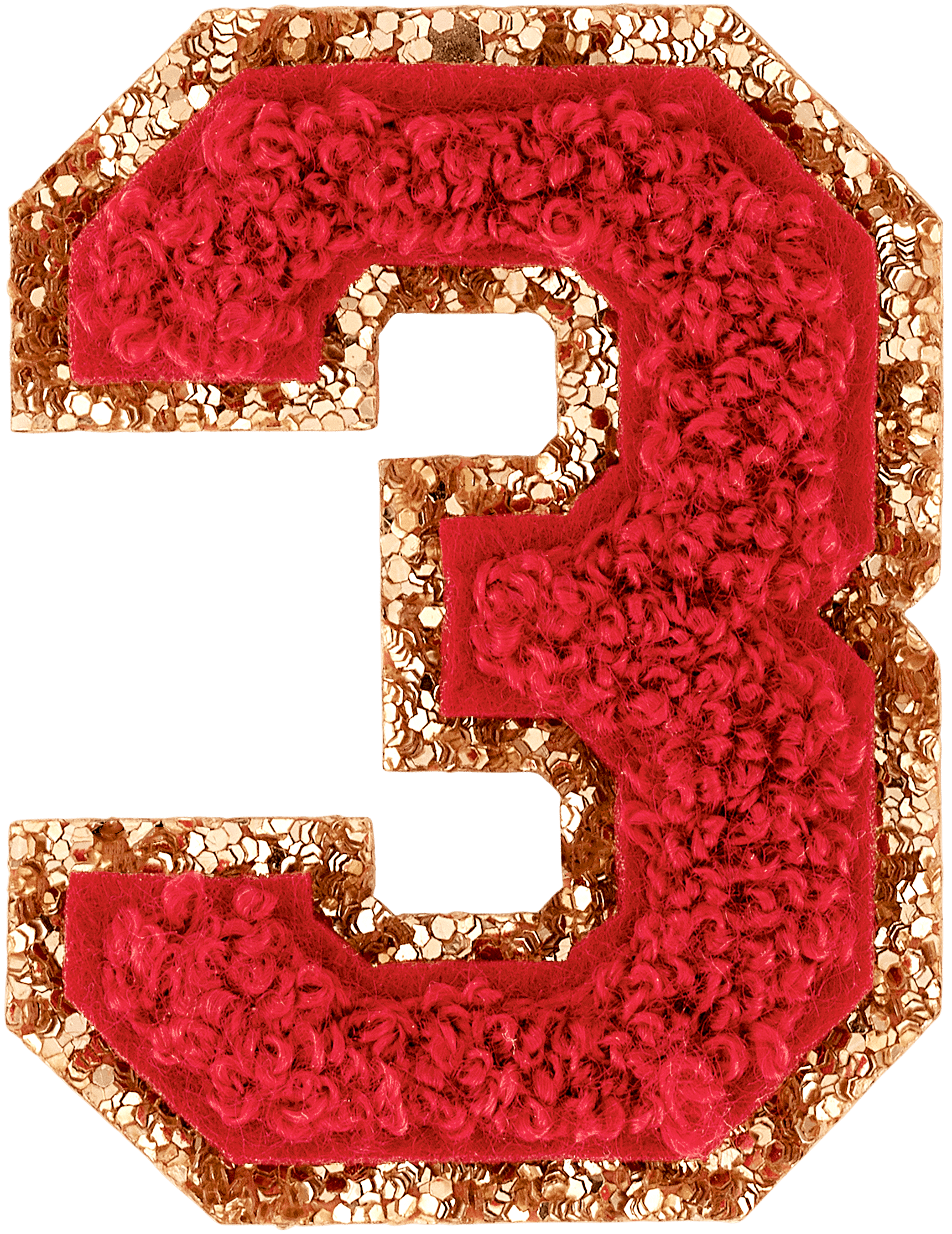 Ruby Glitter Varsity Number Patch