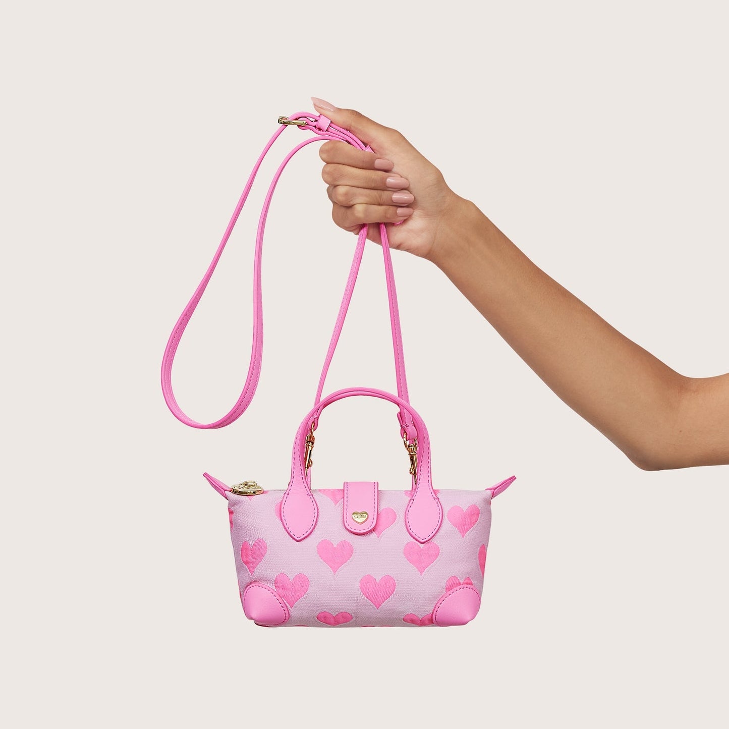 Heart Jacquard Pouchette Crossbody Bag