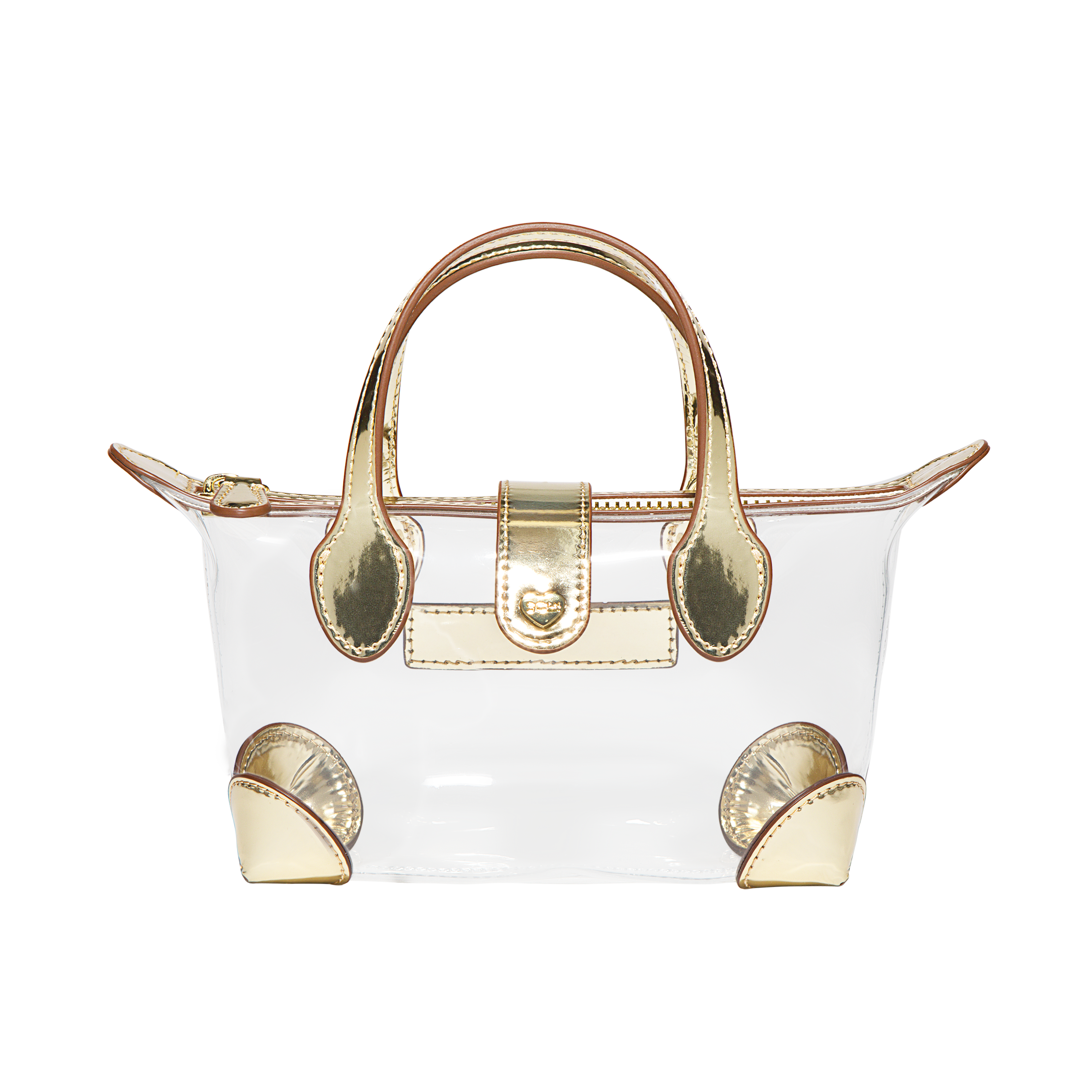 Gold Clear Pouchette Crossbody Bag