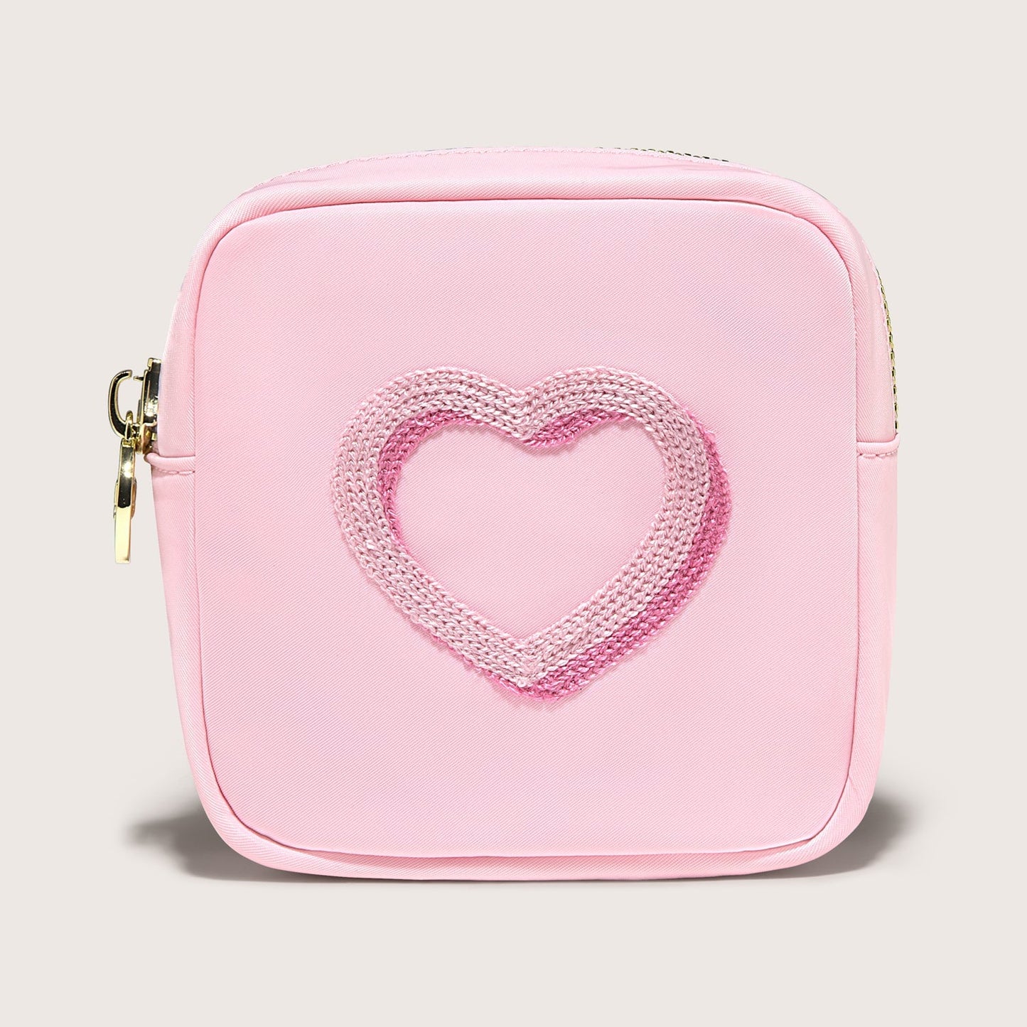Heart Embroidered Mini Pouch