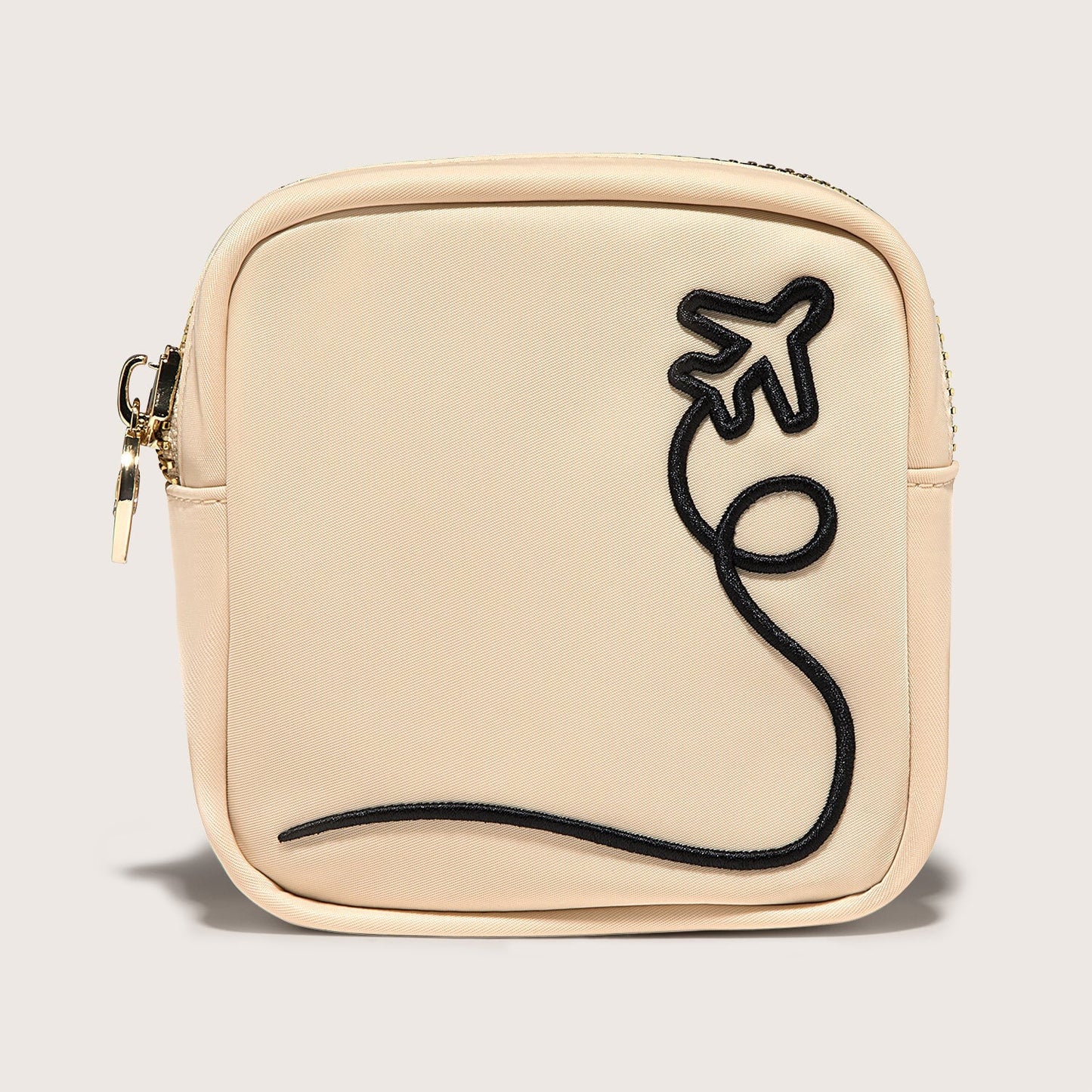 Airplane Embroidered Mini Pouch