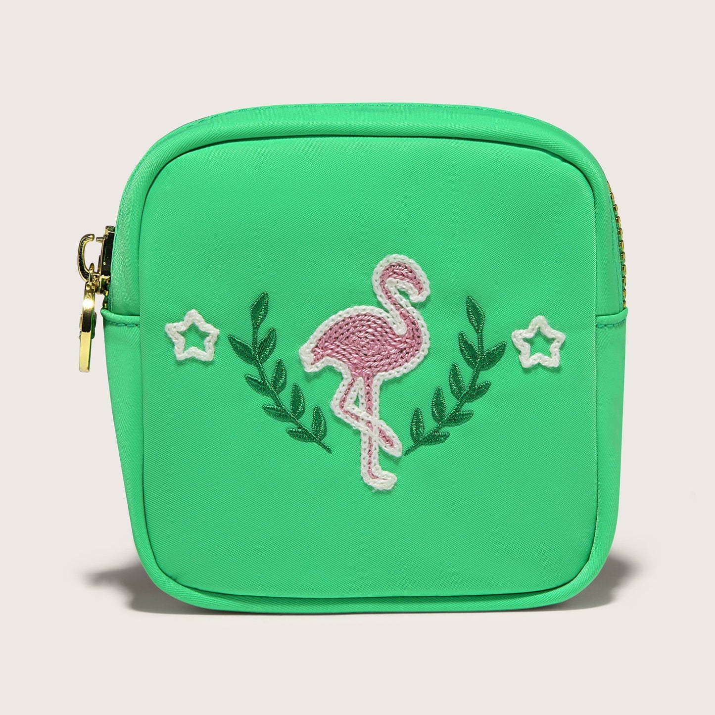 Flamingo Embroidered Mini Pouch
