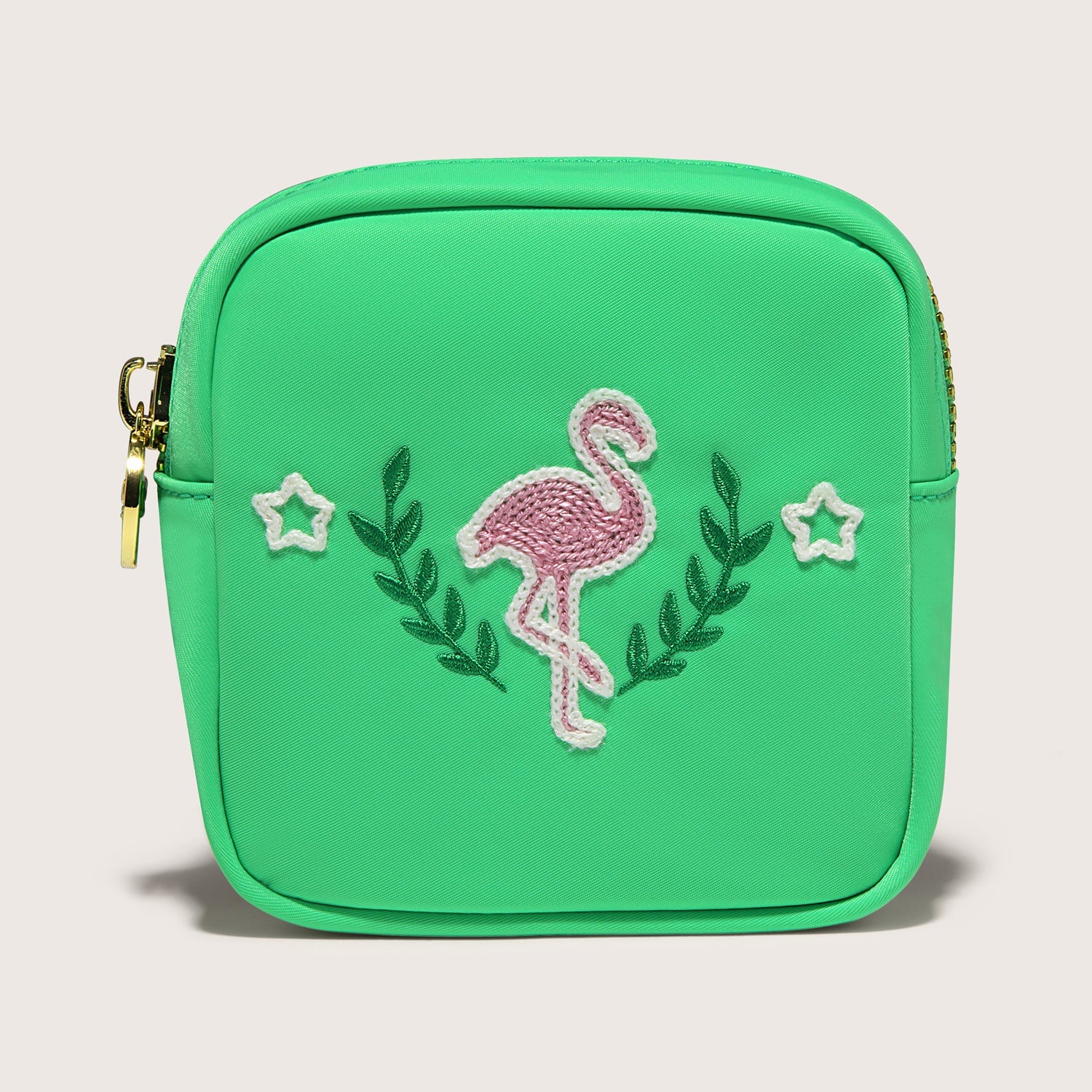 Flamingo Embroidered Mini Pouch