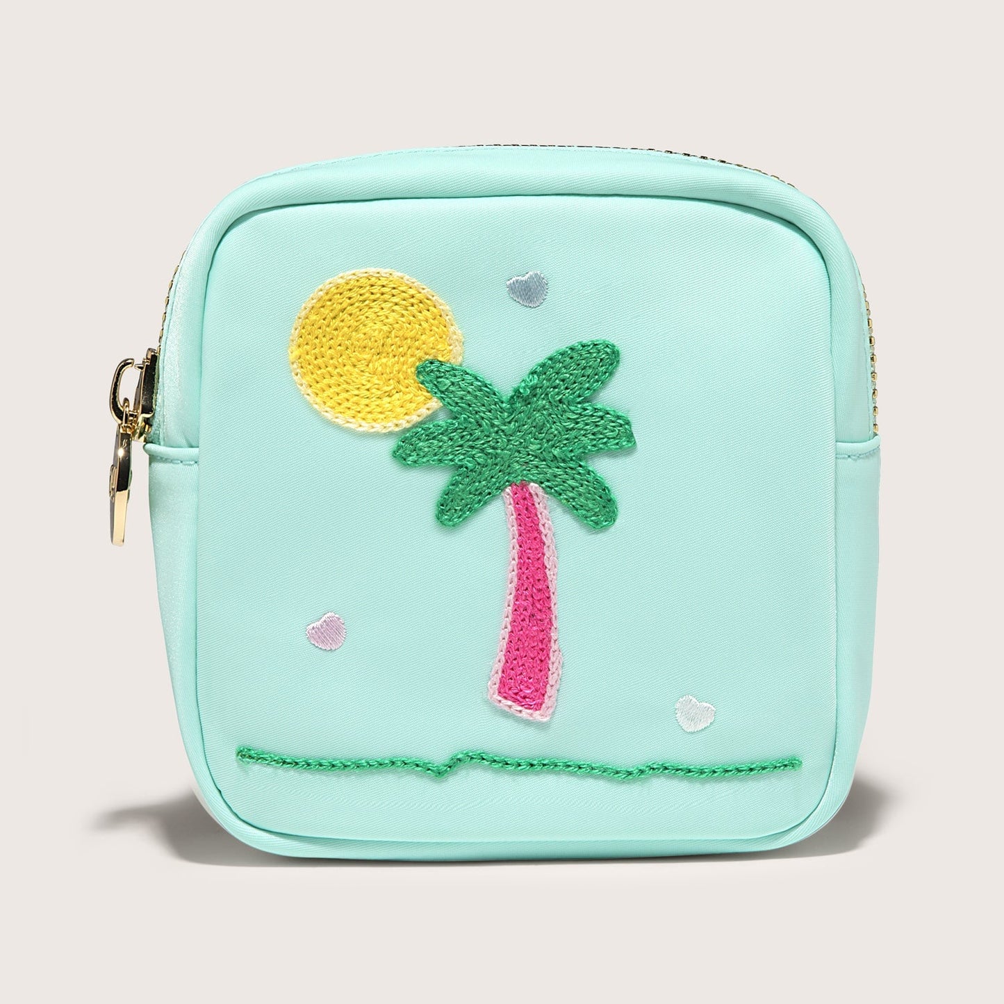 Palm Tree Embroidered Mini Pouch