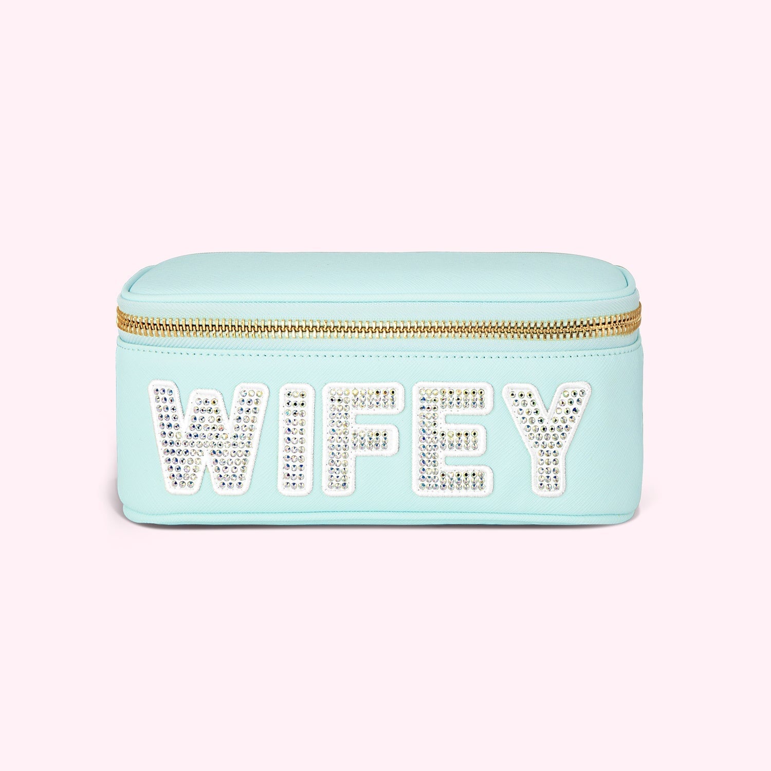 Wifey Open Top Mirror Wedding Bridal Makeup Bag | Stoney Clover Lane 