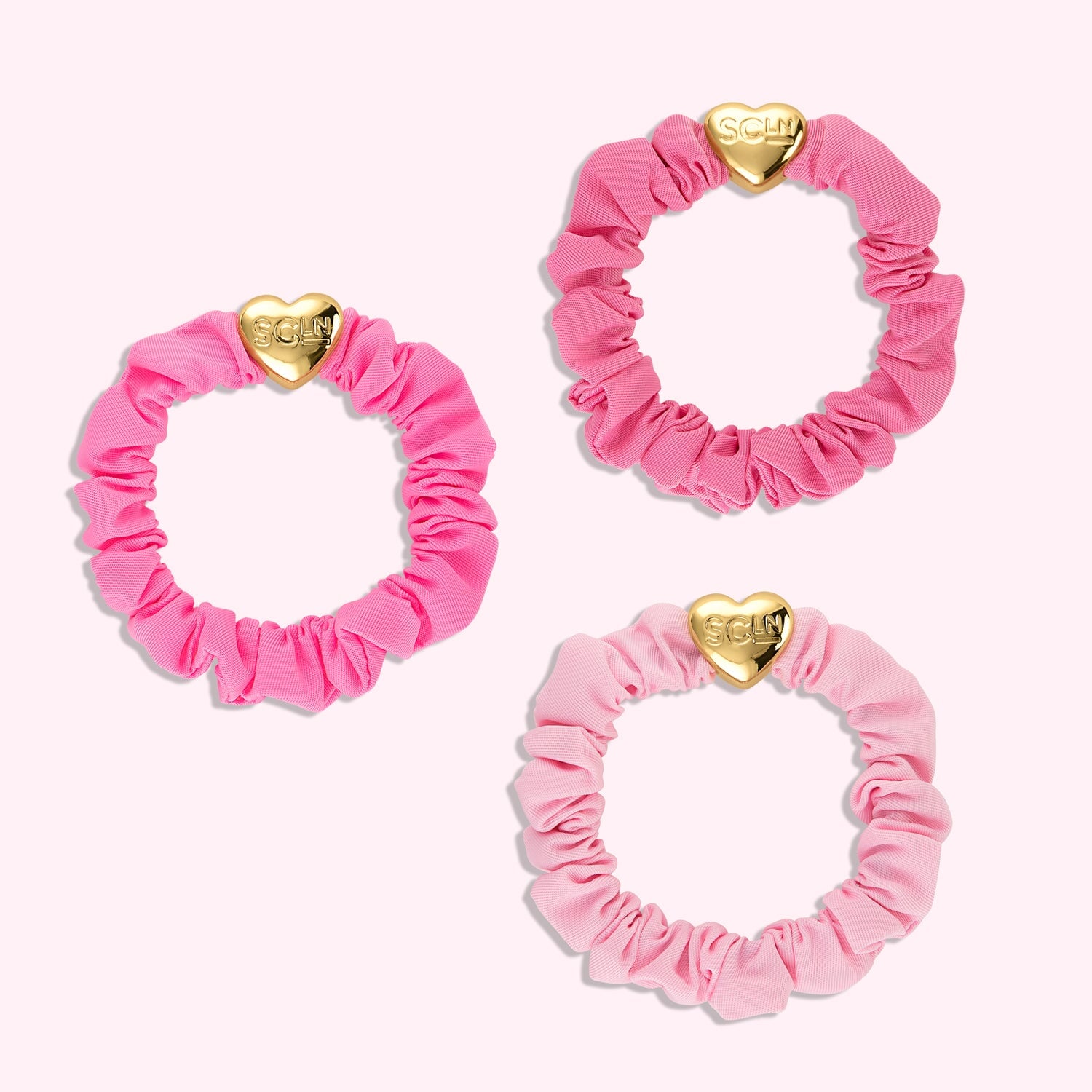 Pink Charm Scrunchie Set