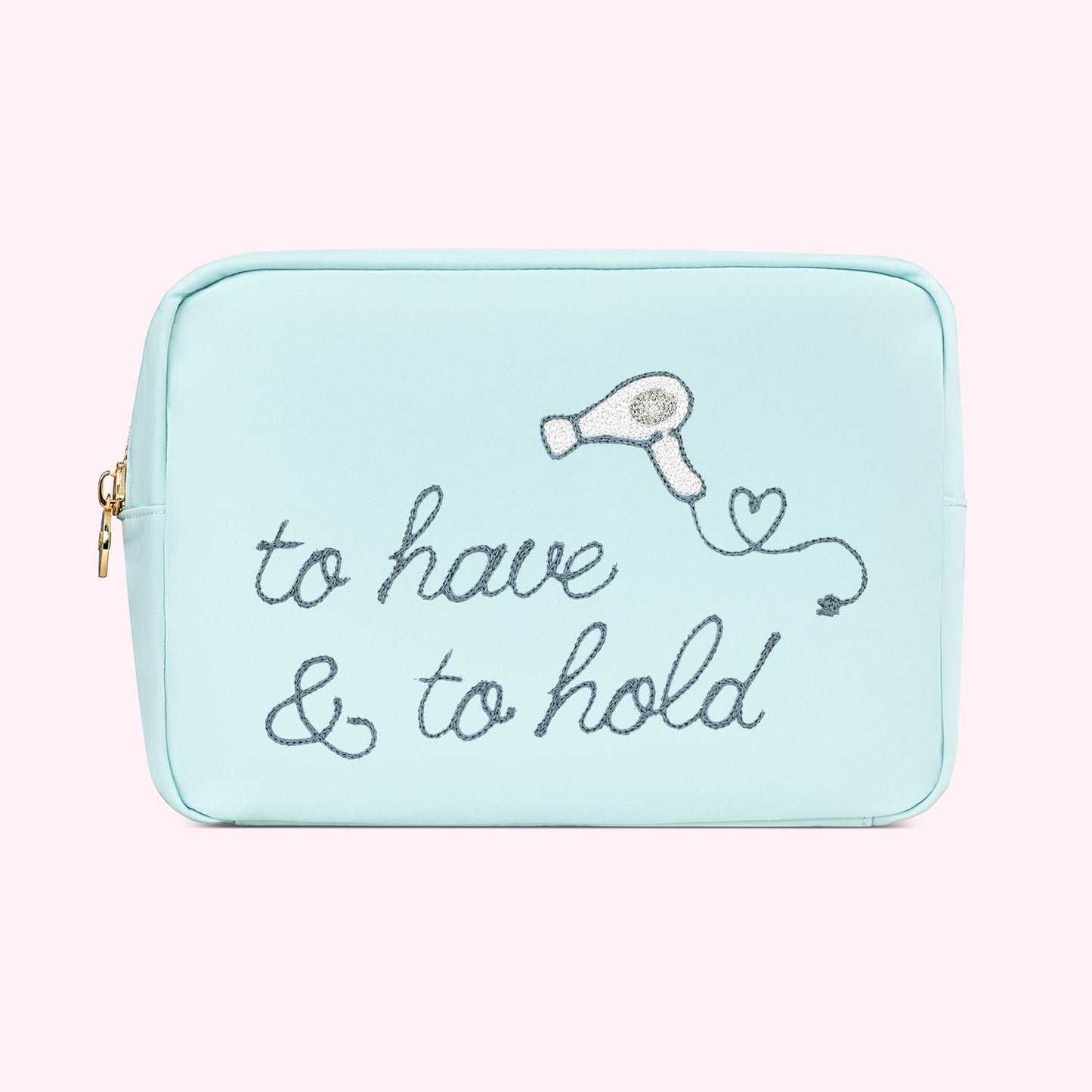 Hand Embroidered To Have & To Hold Large Pouch