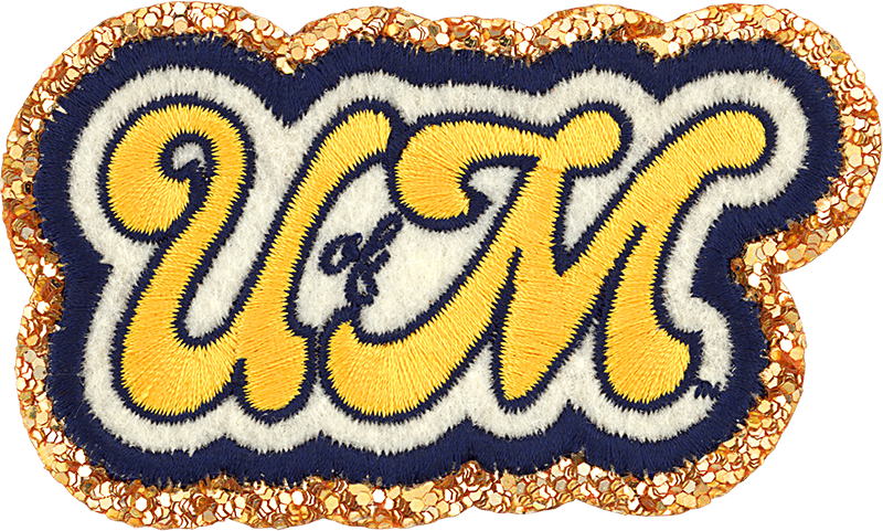 Michigan Glitter Varsity Blue & Gold U of M Patch