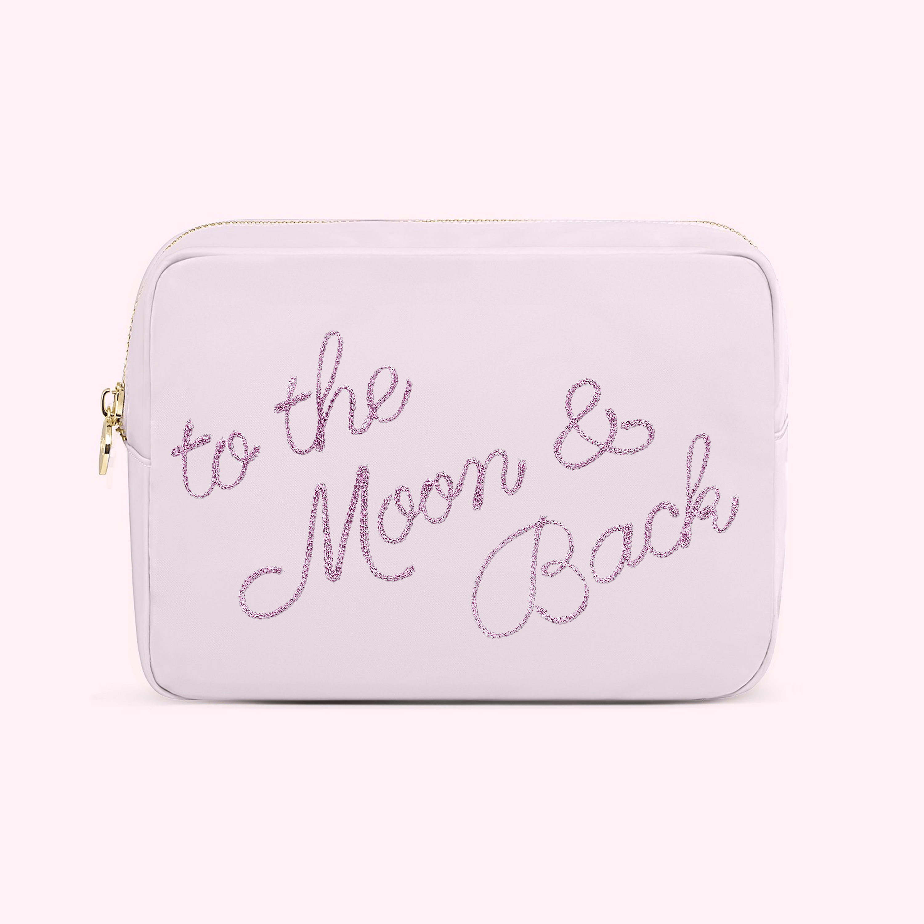 Hand Embroidered Custom 5 Word Large Pouch