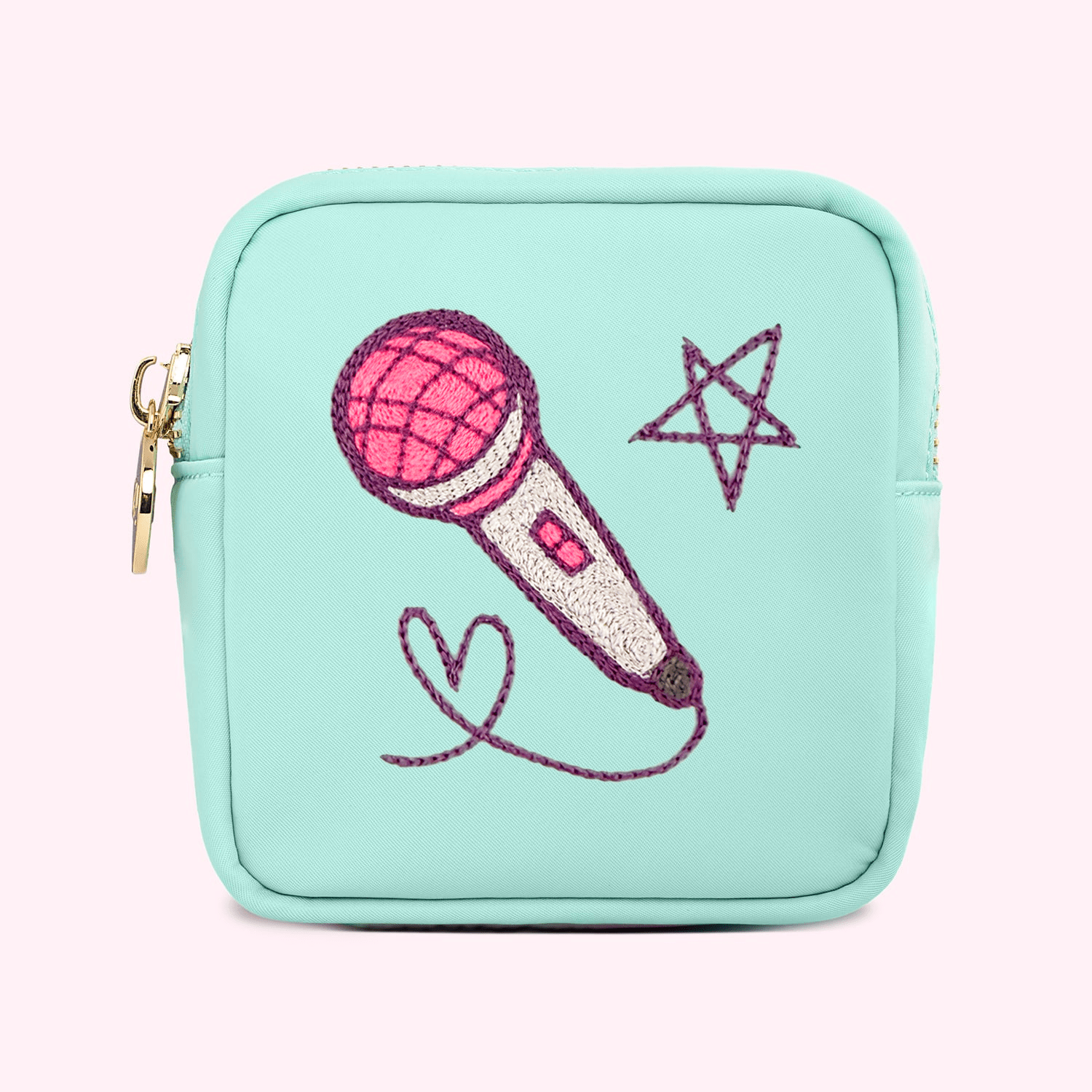 Hand Embroidered Microphone Mini Pouch - Stoney Clover Lane
