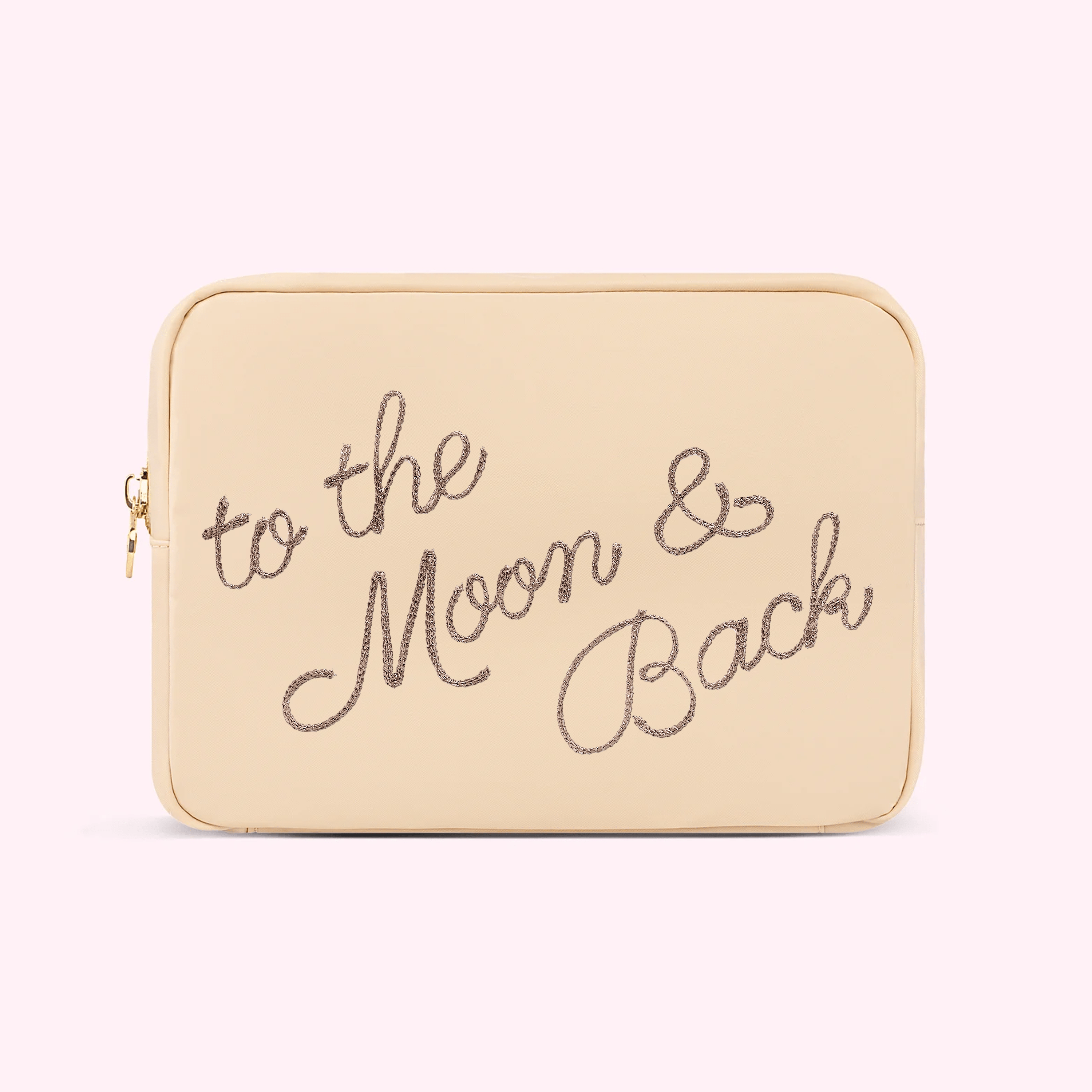 Hand Embroidered Custom 5 Word Large Pouch