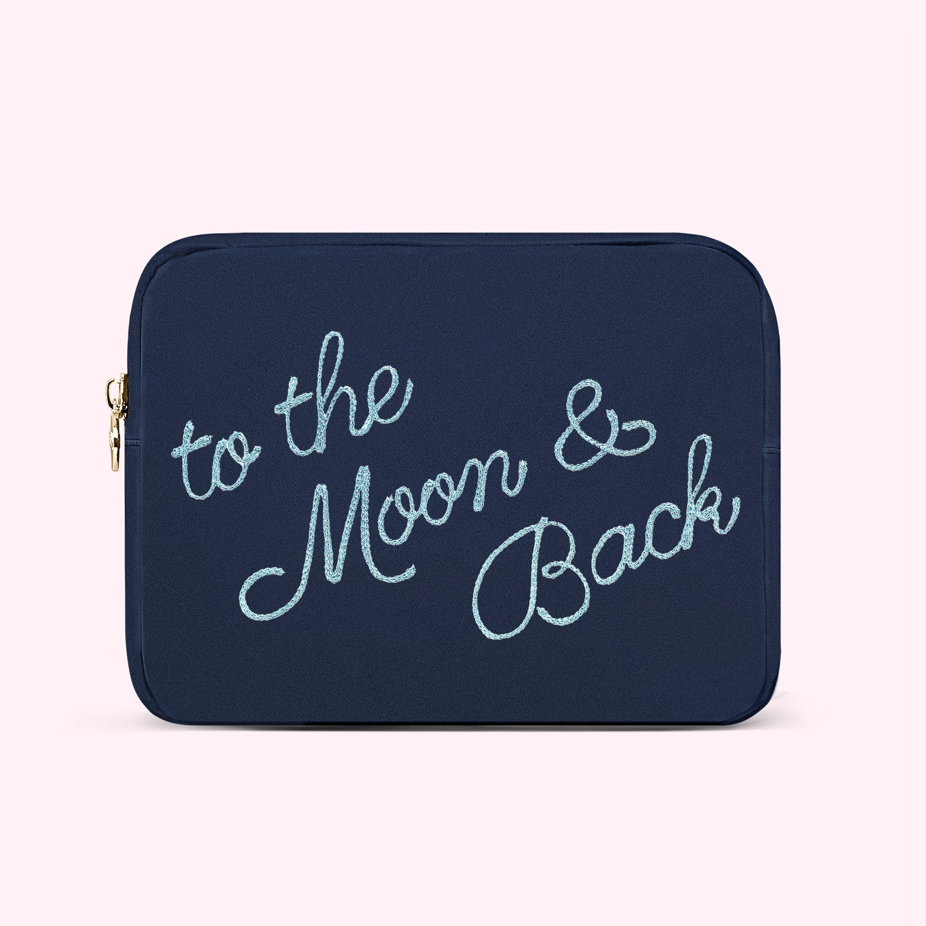 Hand Embroidered Custom 5 Word Large Pouch