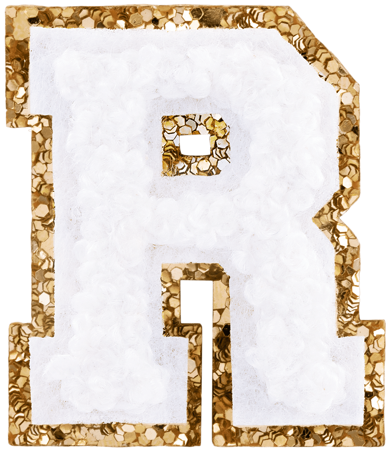 Blanc Mini Glitter Varsity Letter Patch