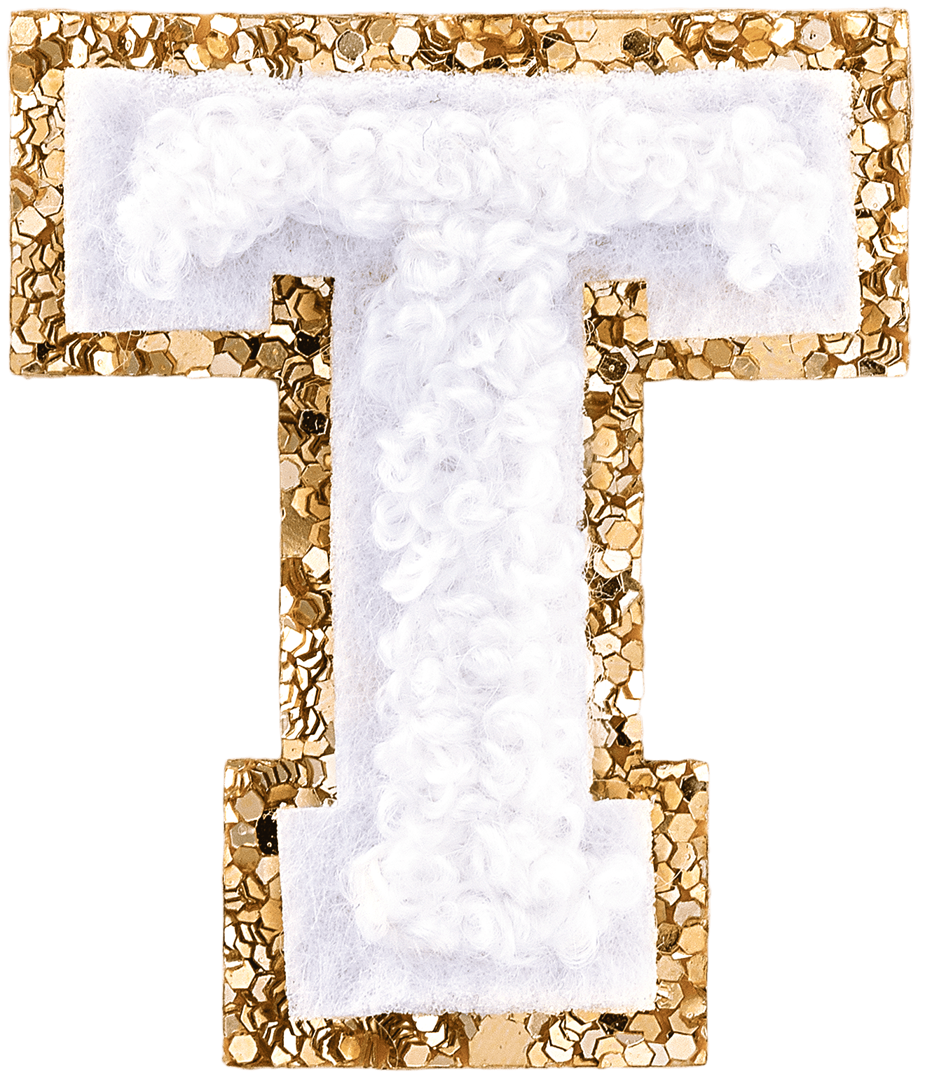 Blanc Mini Glitter Varsity Letter Patch