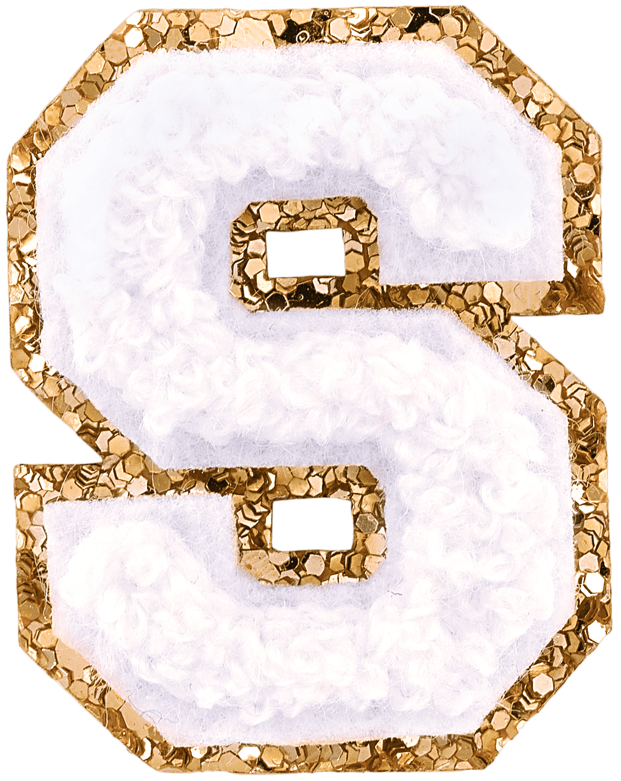 Blanc Mini Glitter Varsity Letter Patch