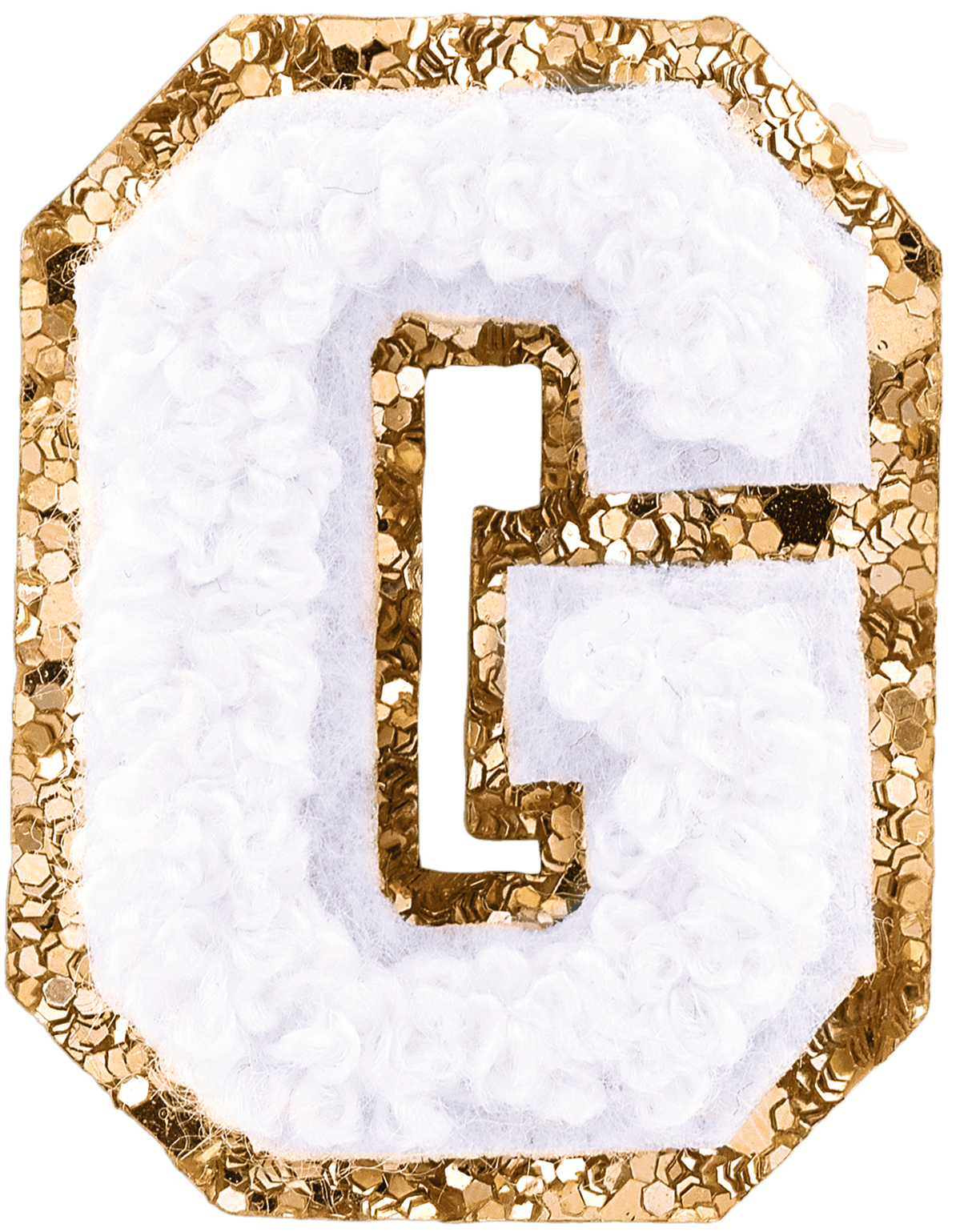 Blanc Mini Glitter Varsity Letter Patch