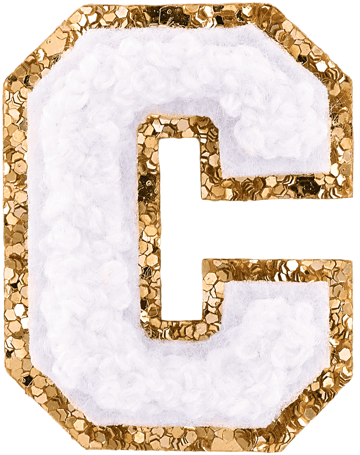 Blanc Mini Glitter Varsity Letter Patch