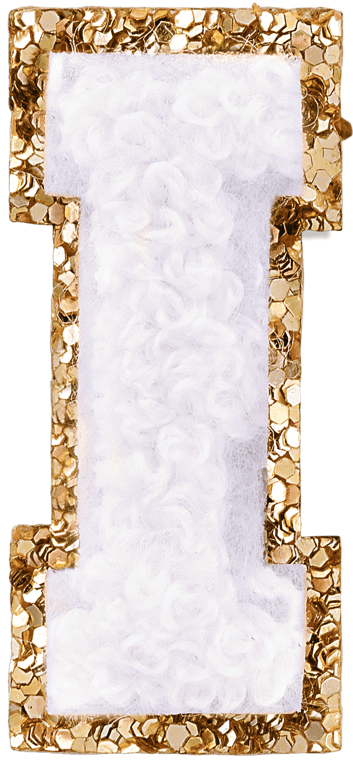 Blanc Mini Glitter Varsity Letter Patch
