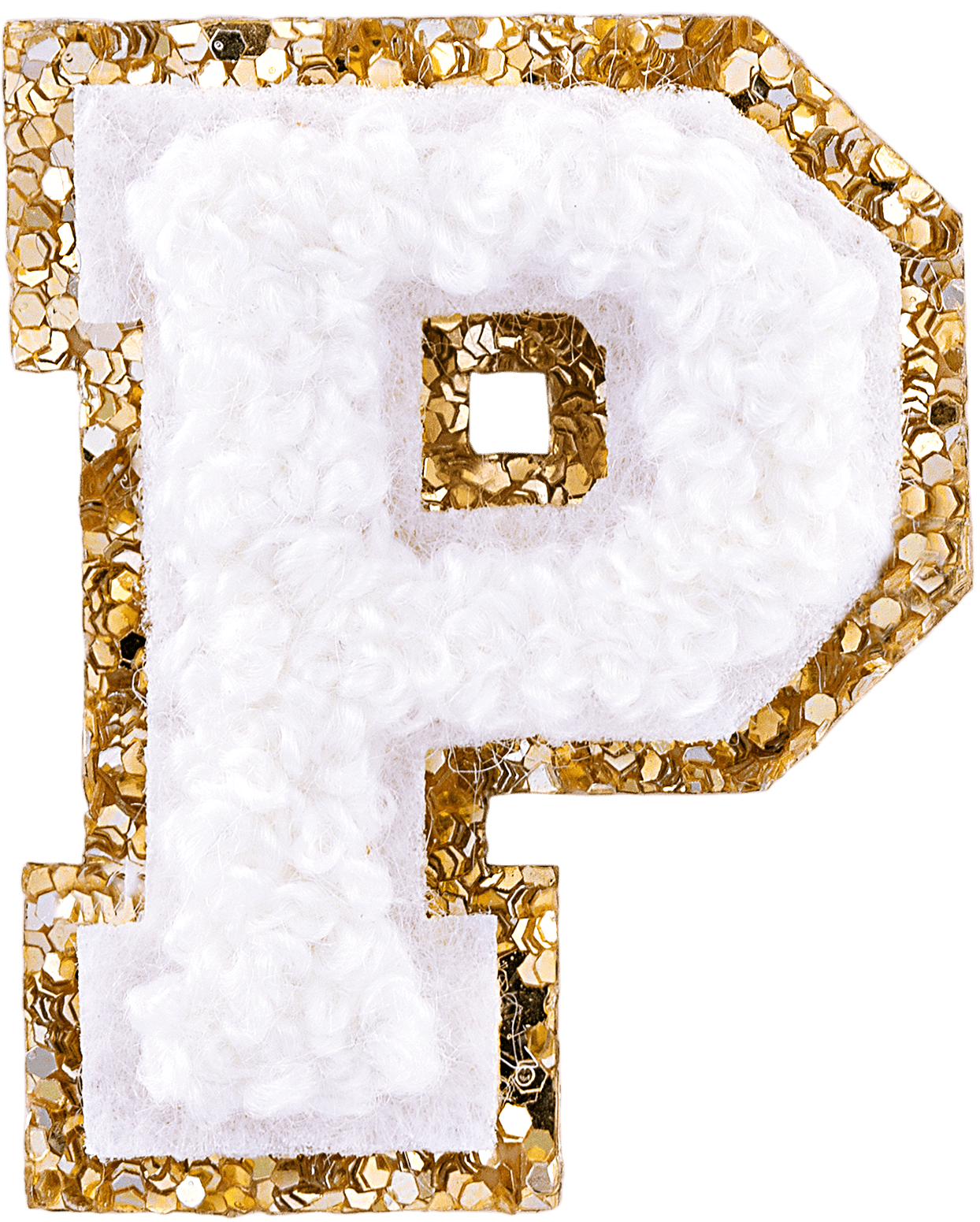 Blanc Mini Glitter Varsity Letter Patch