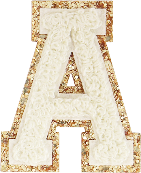 Buttercream Glitter Varsity Letter Patches