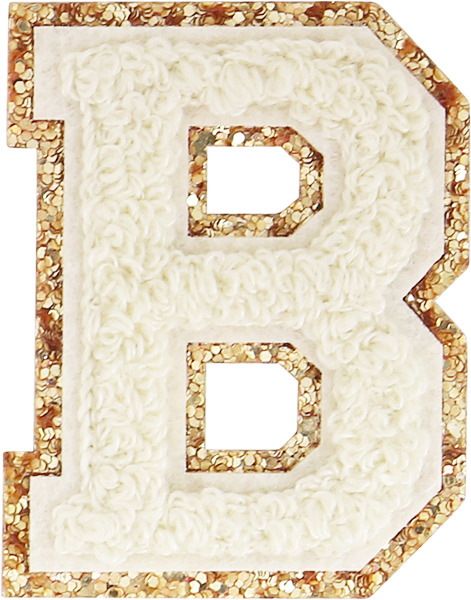 Buttercream Glitter Varsity Letter Patches