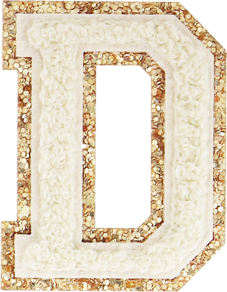 Buttercream Glitter Varsity Letter Patches