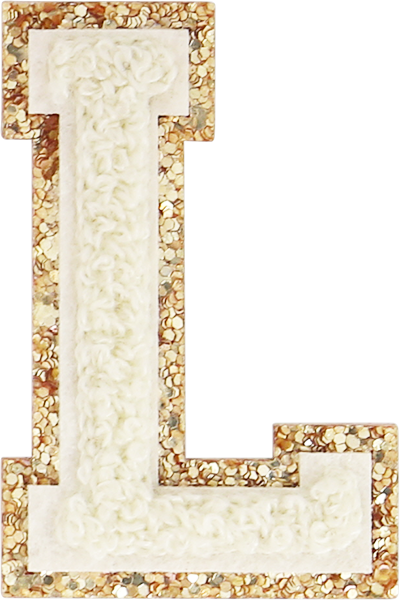 Buttercream Glitter Varsity Letter Patches