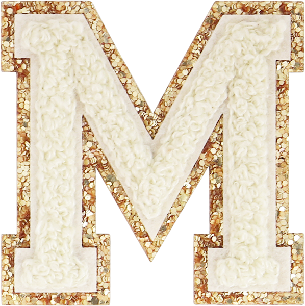 Buttercream Glitter Varsity Letter Patches