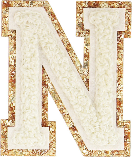 Buttercream Glitter Varsity Letter Patches