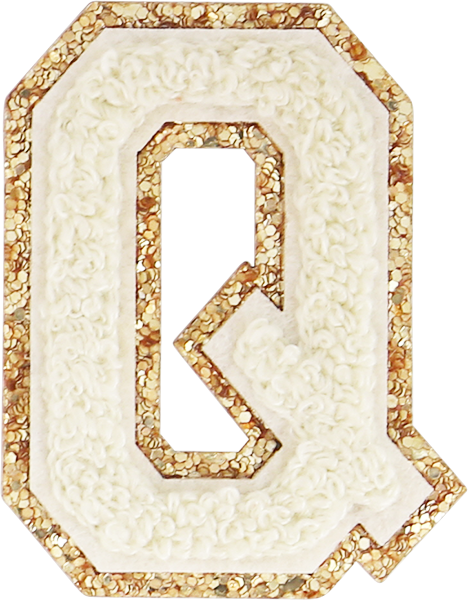 Buttercream Glitter Varsity Letter Patches