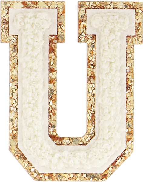 Buttercream Glitter Varsity Letter Patches