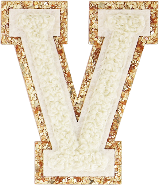 Buttercream Glitter Varsity Letter Patches