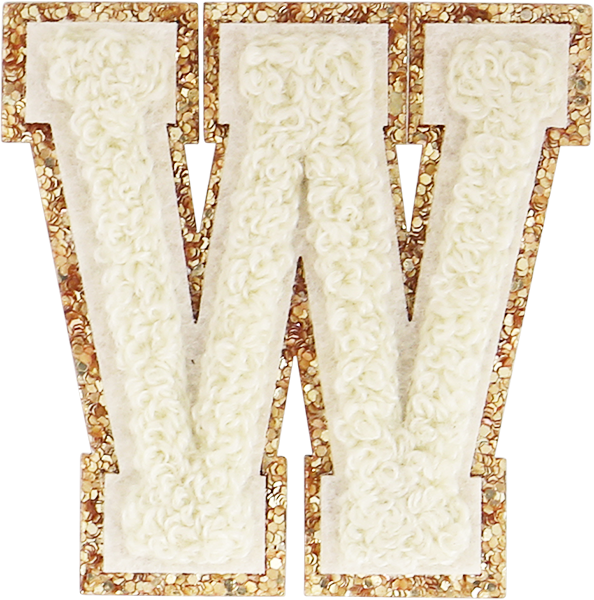 Buttercream Glitter Varsity Letter Patches