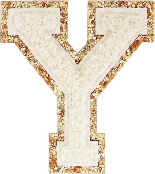 Buttercream Glitter Varsity Letter Patches