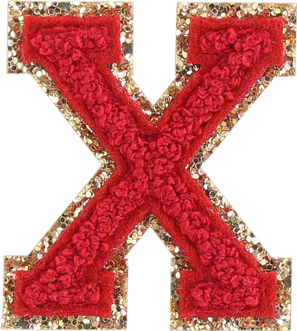 Ruby Glitter Varsity Letter Patches