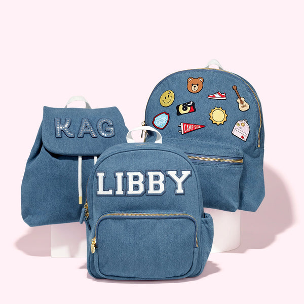 jean mini backpack Denim Backpack - Customizable