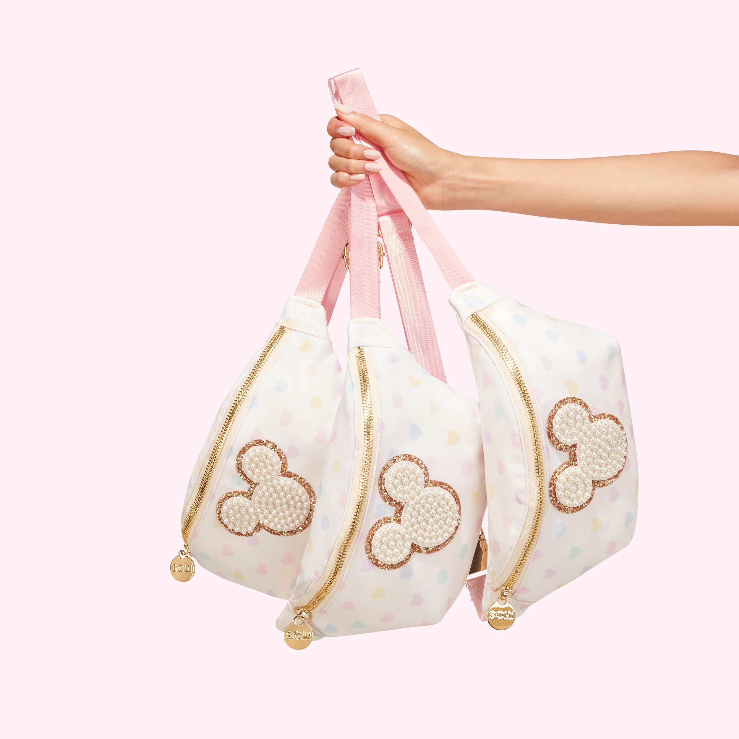 Mickey & Minnie Pastel Hearts Nylon Fanny Pack