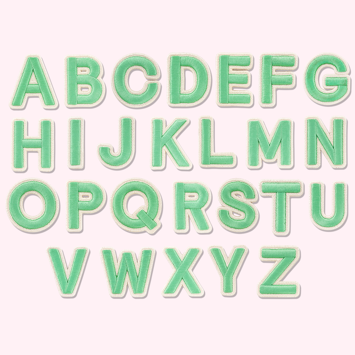 Avocado Rolled Embroidery Letter Patches