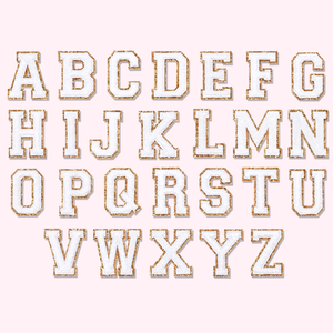 Blanc Glitter Varsity Letter Patches