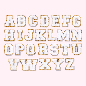 Blanc Mini Glitter Varsity Letter Patches