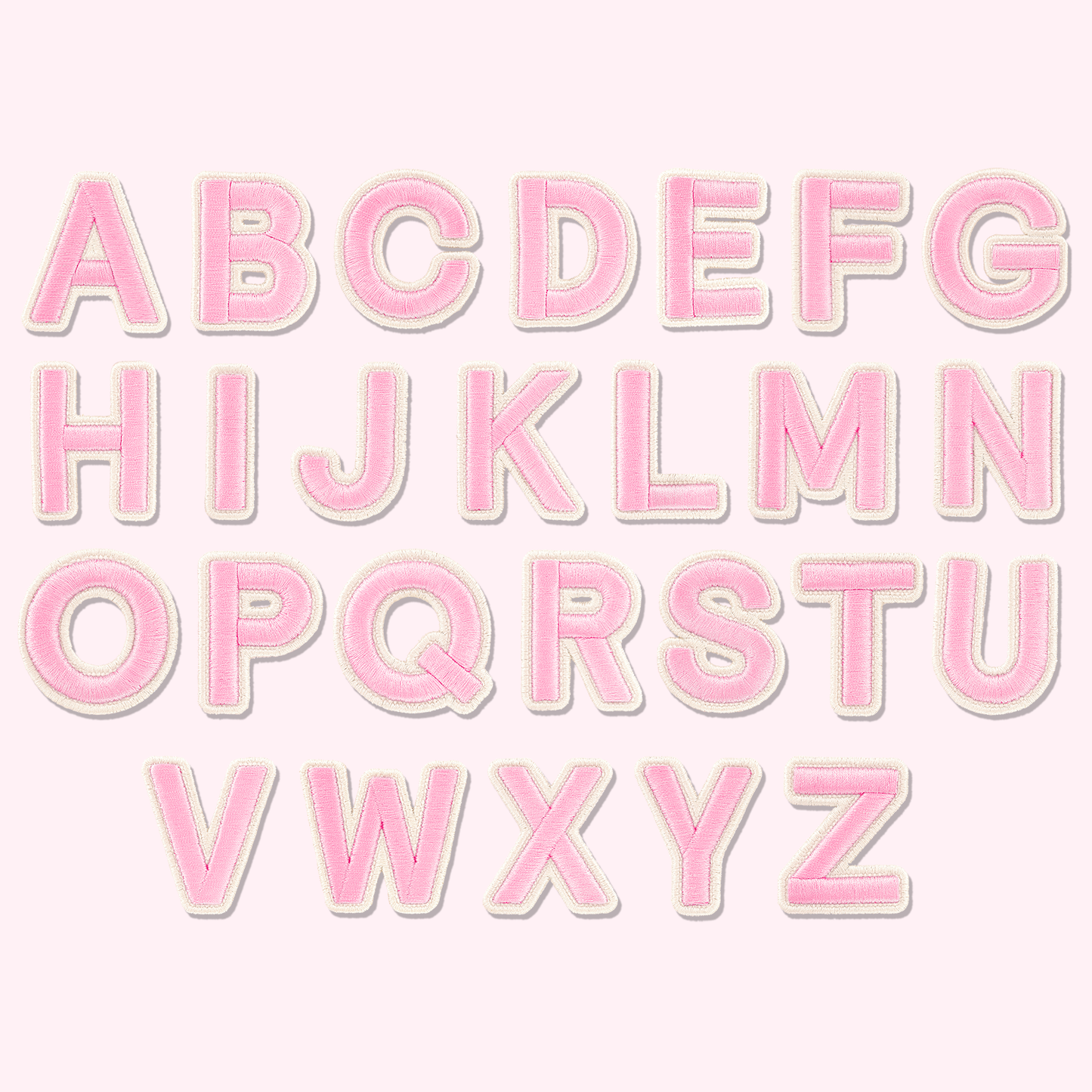 Flamingo Rolled Embroidery Letter Patches