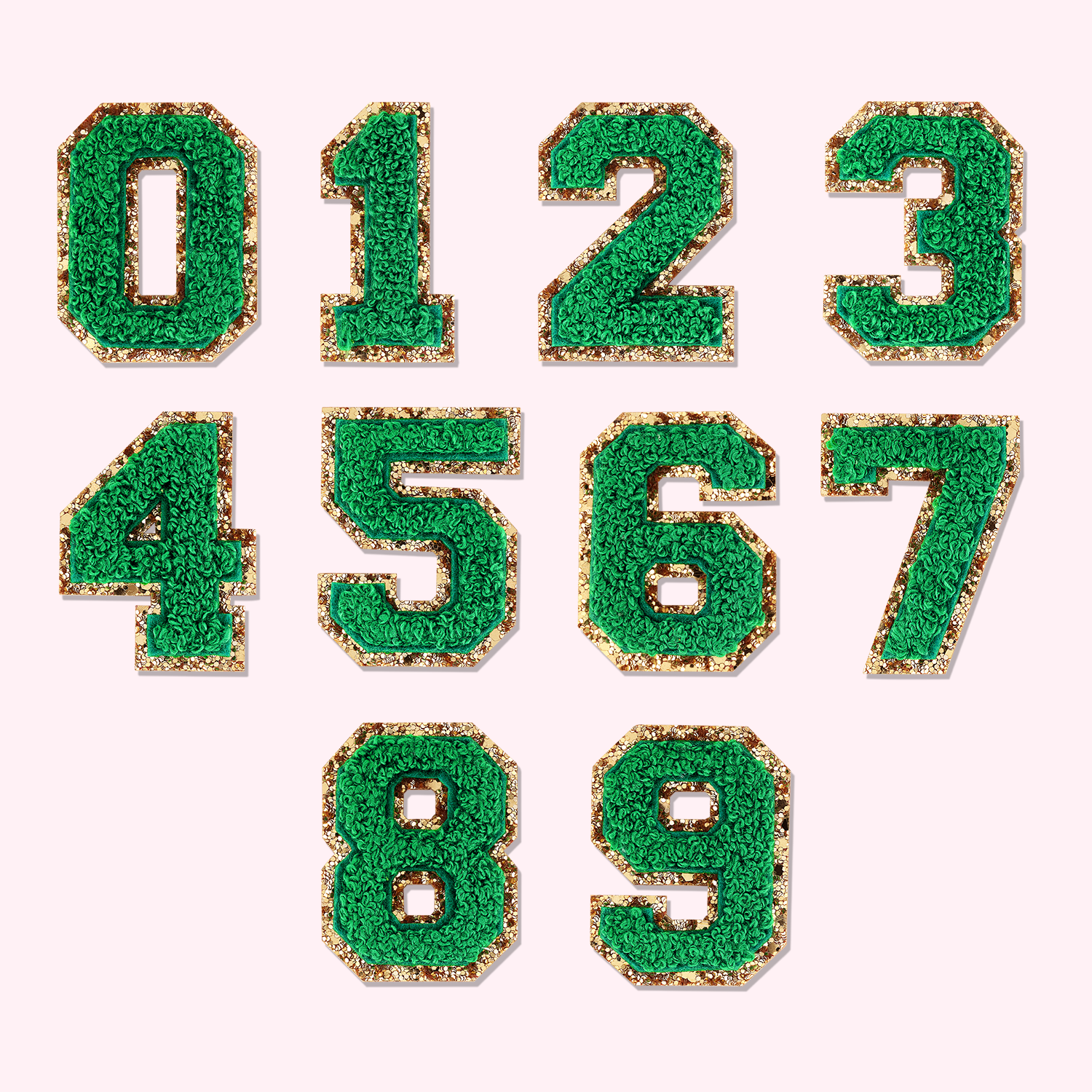 Green Glitter Varsity Number Patch