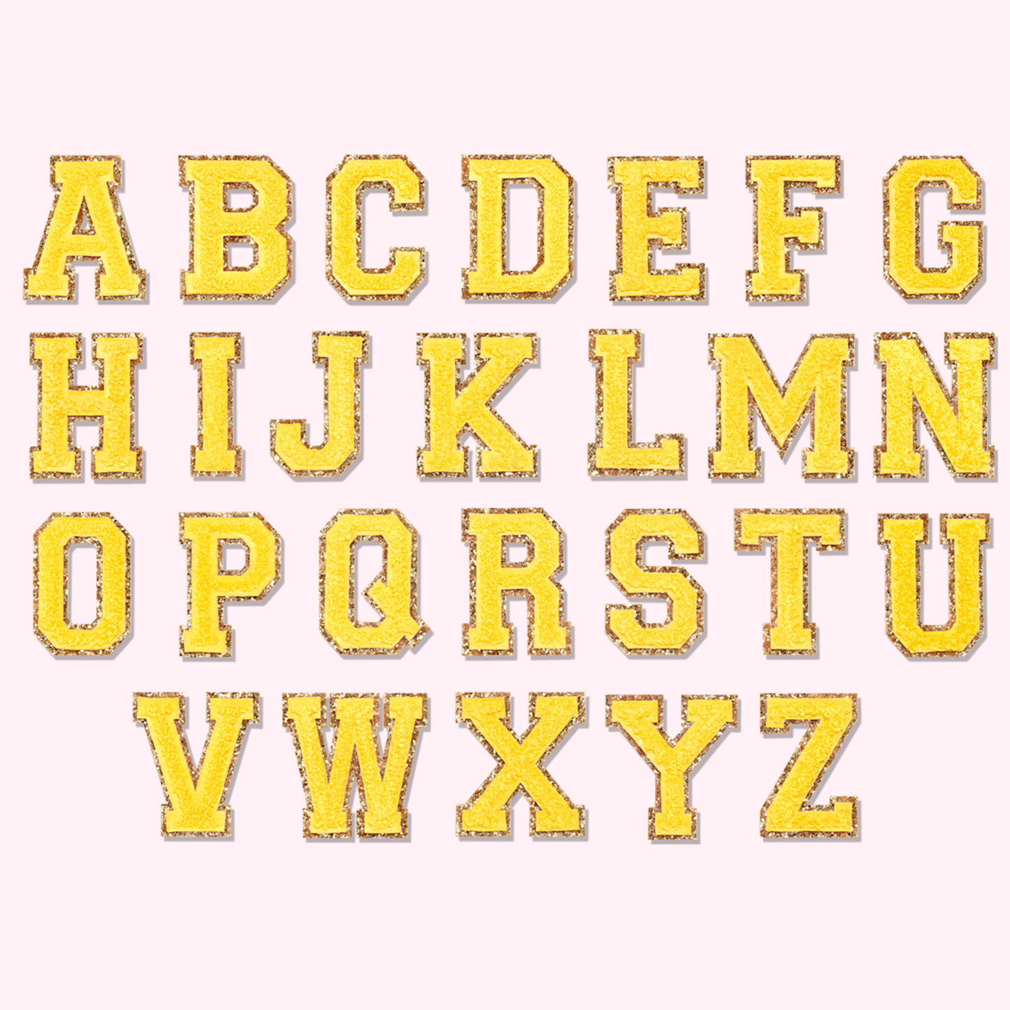 Lemon Glitter Varsity Letter Patches