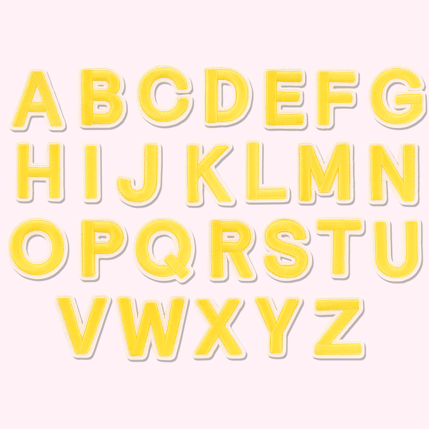 Lemon Rolled Embroidery Letter Patches