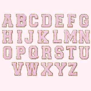 Lilac Glitter Varsity Letter Patches
